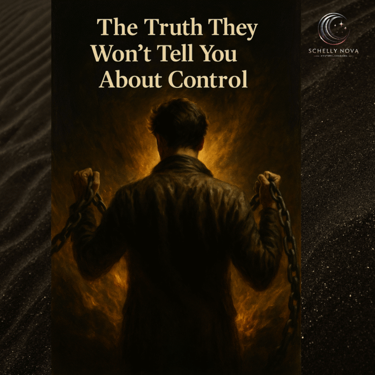 A digital painting in a dramatic, moody style depicting a lone figure gripping chains, silhouetted by golden light, symbolizing control and power dynamics.