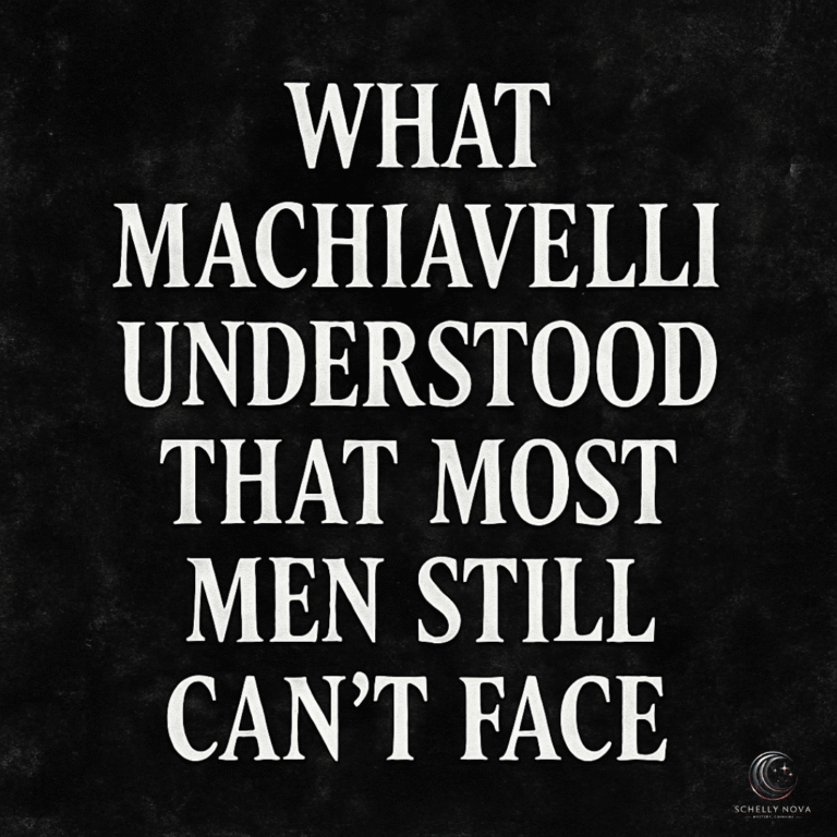 A digital image displays the phrase “What Machiavelli Understood That Most Men Still Can’t Face” in bold serif text over a dark textured background, representing cold clarity, power, and unapologetic strategy.