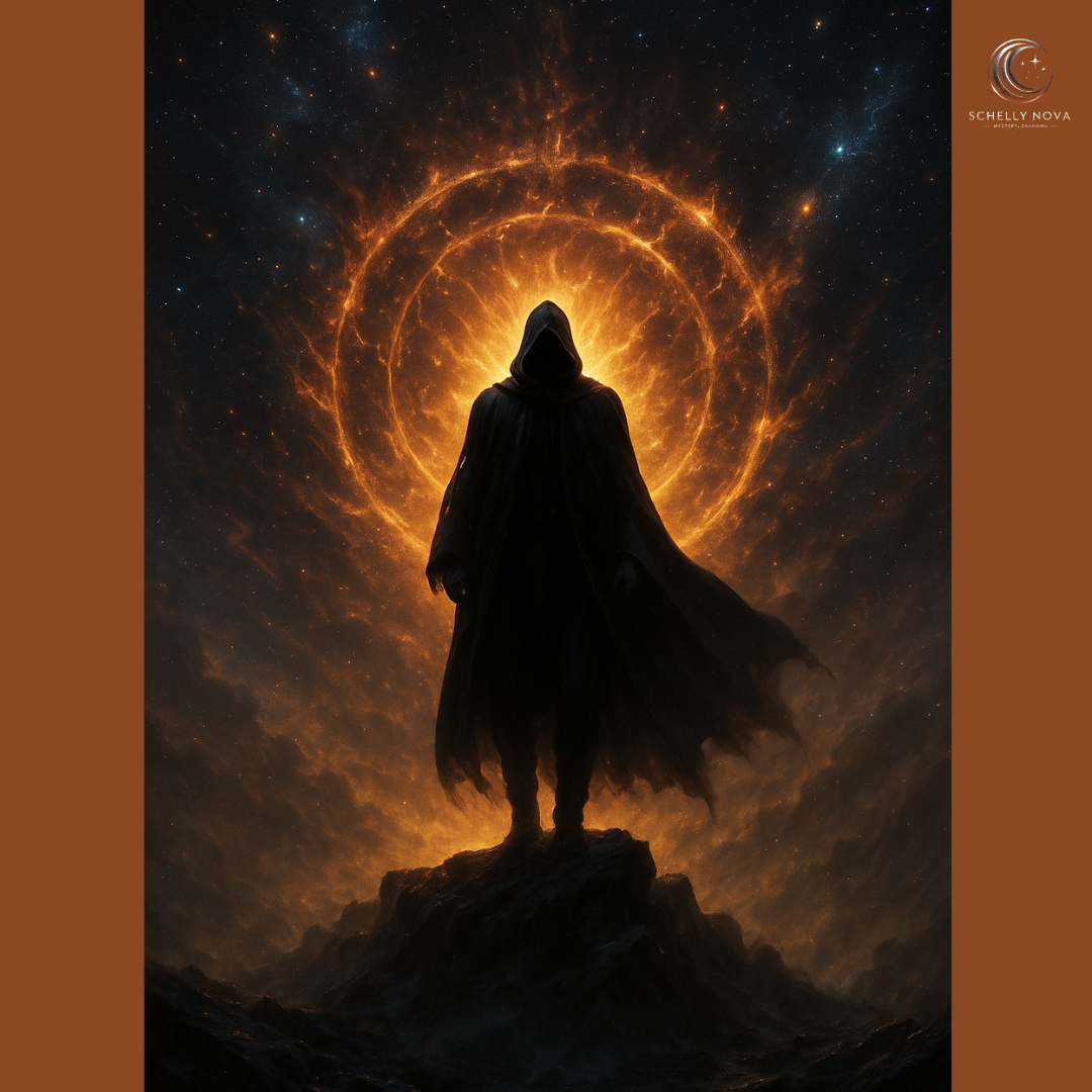 A lone warrior in a shadowed, epic landscape stands at the edge of a cliff, cloaked in darkness and light—symbolizing the unbreakable mindset forged through solitude, pressure, and inner power.